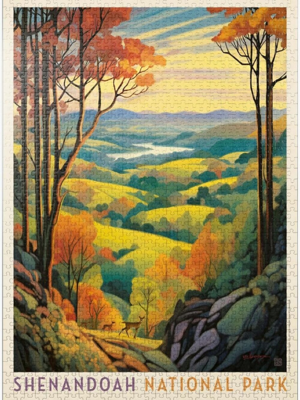Vintage National Park Jigsaw Puzzle - 1000 Piece Rolling Hills for Adults